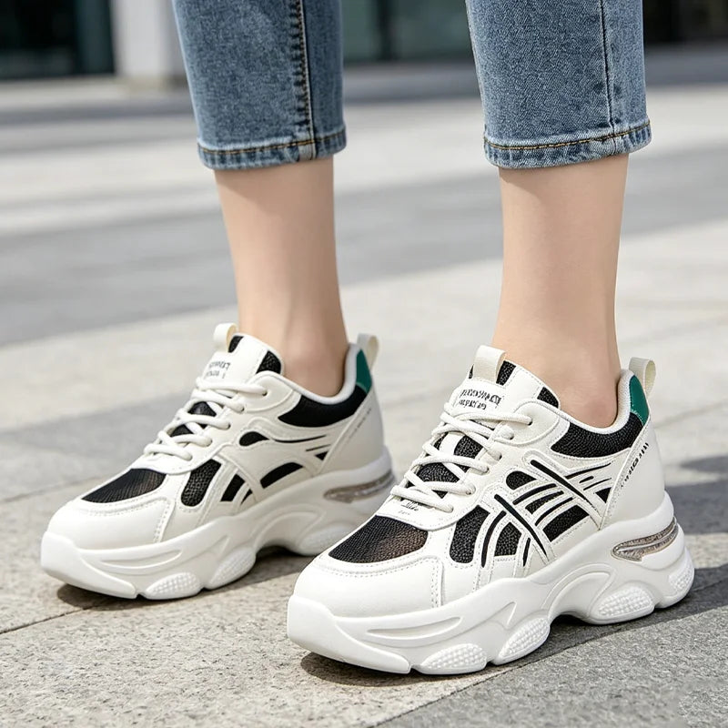 👟【Suport pentru arcadă + talpă moale】Pantofi casual cu plasă respirabilă și talpă groasă cu efect de înălțare