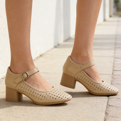 【Piele naturală premium atent selecționată】Sandale elegante cu toc înalt și design decupat