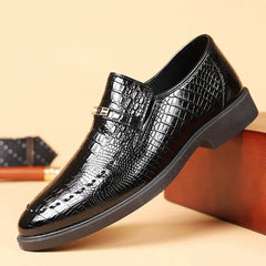 Pantofi eleganți din piele cu textură crocodil, talpă moale – stil premium și modern