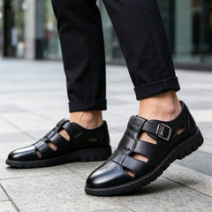👞Sandale bărbătești din piele naturală cu decupaje｜Respirabile, confortabile și cu aspect premium
