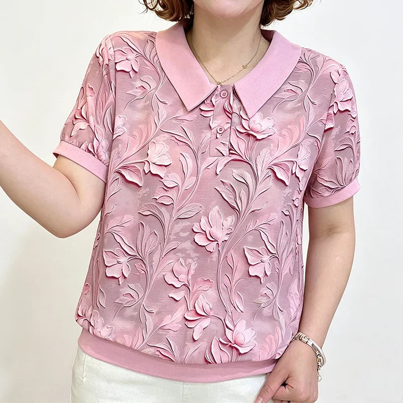 🌸【Confortabil și ușor de asortat】Tricou modern cu imprimeu 3D delicat – stil feminin și elegant, perfect pentru ținutele de zi cu zi