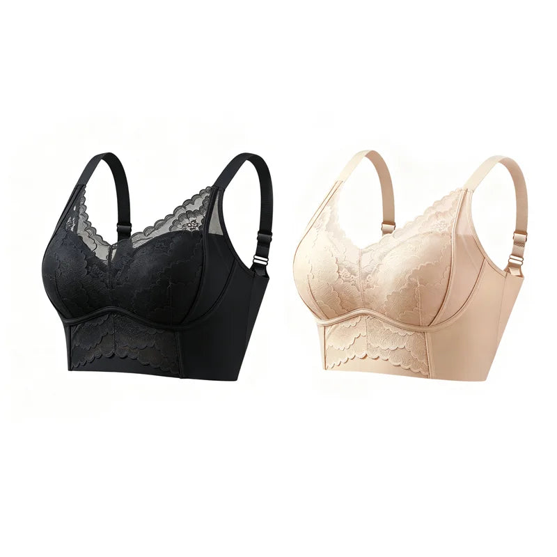 👙【Cumperi 1, primești 1 gratis】 Sutien din dantelă cu spate frumos și efect de strângere｜fără armătură + efect de push-up + modelare laterală a sânilor ✨