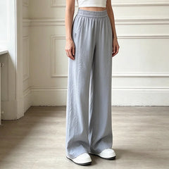 Pantaloni Lungi de Vară din In și Mătase de Gheață: Talie Înaltă, Efect de Alungire de 6cm, Mărimi M-5XL