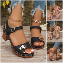 【material premium din piele naturală îmbunătățită】sandale elegante de vară cu toc înalt