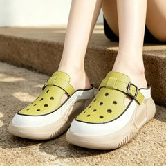 Saboți Casual Damă cu Platformă Moale: Design Decupat Respirabil, Stil Slippers Sport, Amortizare și Ameliorarea Durerilor de Picioare