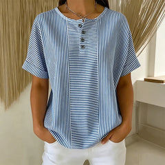 👕☀️Tricou de vară la modă cu imprimeu în dungi