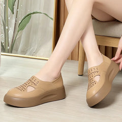 Pantofi Casual Damă din Piele Naturală: Cu Găurele Respirabile, Talpă Moale Anti-Oboseală, Amortizare și Suport pentru Arcul Piciorului