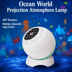 🌌 Proiector LED Atmosferă 4-în-1 – Crăciun, Halloween, Cupa Mondială și Lumea Oceanului, Rotire 360° prin USB! 🎄⚽