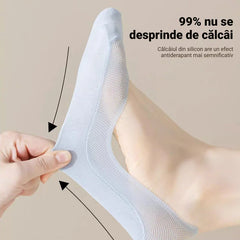 🧦 【Set de 7 perechi】 Șosete scurte din mătase ice, din plasă respirabilă antiderapantă｜Invizibile, nu alunecă de pe călcâi, respirabile și nu încălzesc piciorul