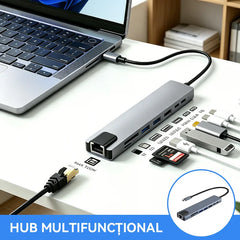 💻 Hub USB-C 8-în-1 Multifuncțional – Port HDMI 4K, Transfer Ultra-Rapid, Carcasă Premium din Aluminiu Răcoros, Ofertă Limitată! 🚀🔌