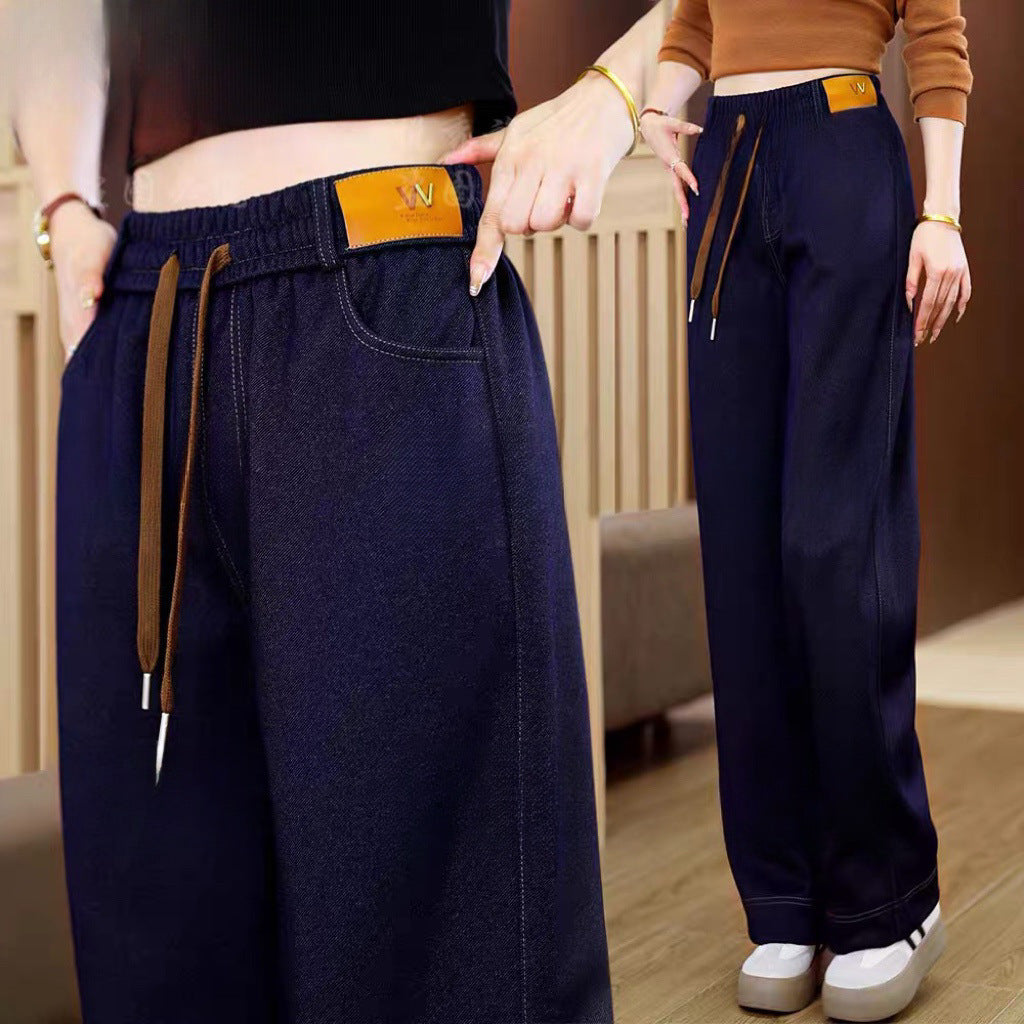 🔥【Bestseller στο κατάστημα】👖 Τζιν Casual με ψηλή μέση και επένδυση φλις