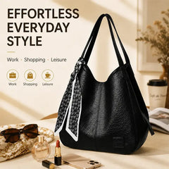 👜 Eleganță retro franceză! Geantă Tote din piele moale de mare capacitate (Eșarfă elegantă cadou / Purtare pe umăr sau crossbody / 5 Culori)! ✨