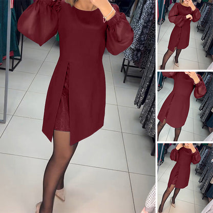 💟【S-5XL】Νέο ρετρό φόρεμα με στρογγυλή λαιμόκοψη και πιο μοντέρνο σχέδιο με σχισμές