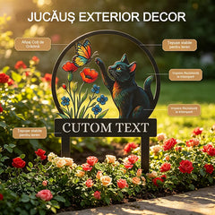 Ornament Metalic în Formă de Pasăre Colibri și Flori – Artă de Curte, Plăcuță Decorativă pentru Gard sau Perete