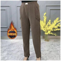 🎁👖Παντελόνι casual με φαρδιά γραμμή και χοντρή φλις επένδυση, για μεγάλα μεγέθη, κατάλληλο για όλους τους σωματότυπους