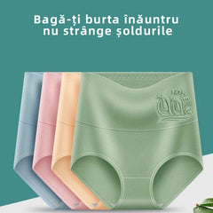🩲【4 bucăți】【45-90kg】 💟 Lenjerie antibacteriană cu talie înaltă din bumbac pur, care nu lasă urme.