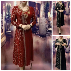 🔥👗【Πολυβραβευμένο】Μοντέρνο και κομψό φόρεμα με V-λαιμόκοψη και εμπριμέ σχέδιο