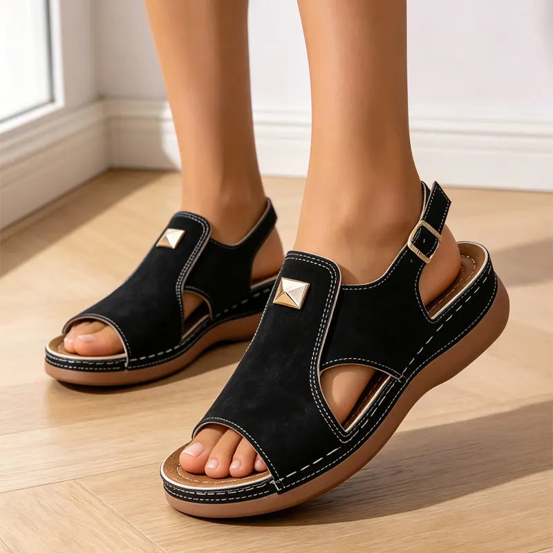 👡【Piele Naturală de Prim Strat, Versiune Nouă Îmbunătățită】Sandale Fashion Confortabile cu Talpă Moale