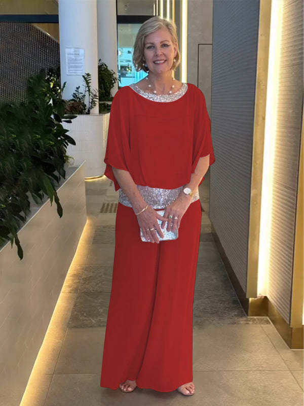 🥰【S-3XL】Νέο σετ παντελονιών με στρογγυλή λαιμόκοψη 2025 με φαρδύ πόδι