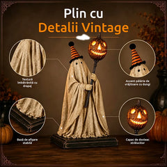 [Precomandă Halloween] Statuetă Fantomă cu Baghetă Dovleac – Decor Spooky în Ediție Limitată