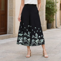 Pantaloni Largi de Vară din Șifon cu Imprimeu Modern——Efect instant de alungire și subțiere!