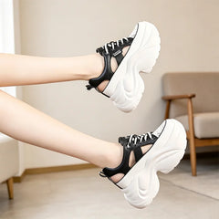 Pantofi Sport cu Platformă Ondulată: Stil Streetwear "Ins", Design Dantelat Respirabil, Mărimi 35-40