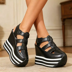👡【Piele naturală premium – versiune nou îmbunătățită】Sandale romane moderne cu platformă – efect de înălțare de 10CM, elegante și confortabile
