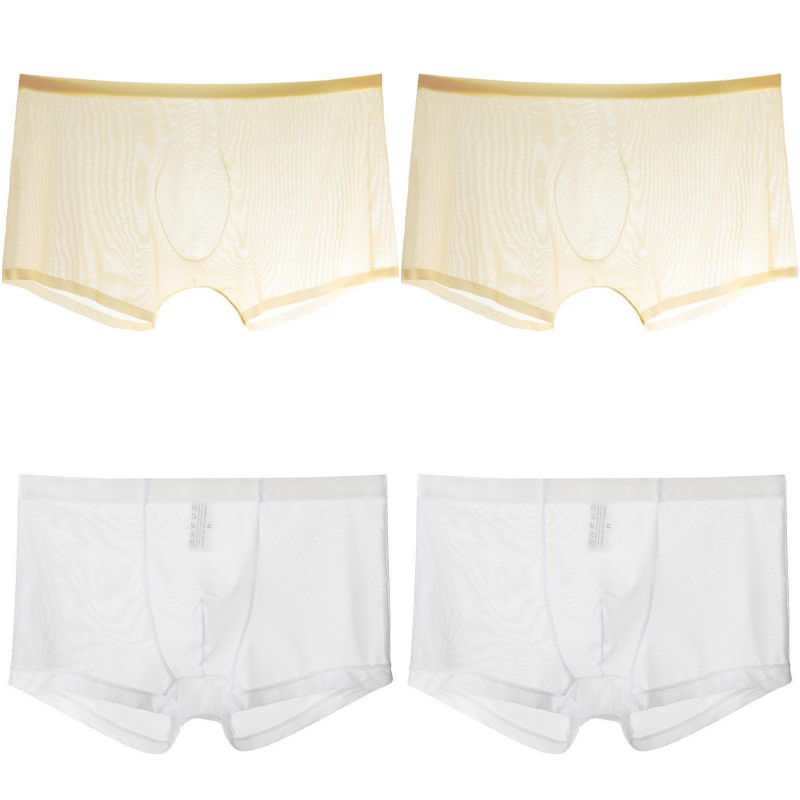 【4 bucăți】 Boxeri subțiri de mătase cu plasă de gheață, respirabili, sexy