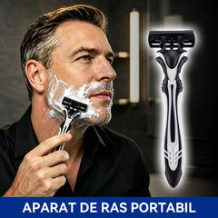 Set Aparat de Ras Manual pentru Bărbați, 2 Mânere Ergonomice și 24 Rezerve cu 6 Lame, Bărbierit Fin și Rapid, Set Economic Portabil