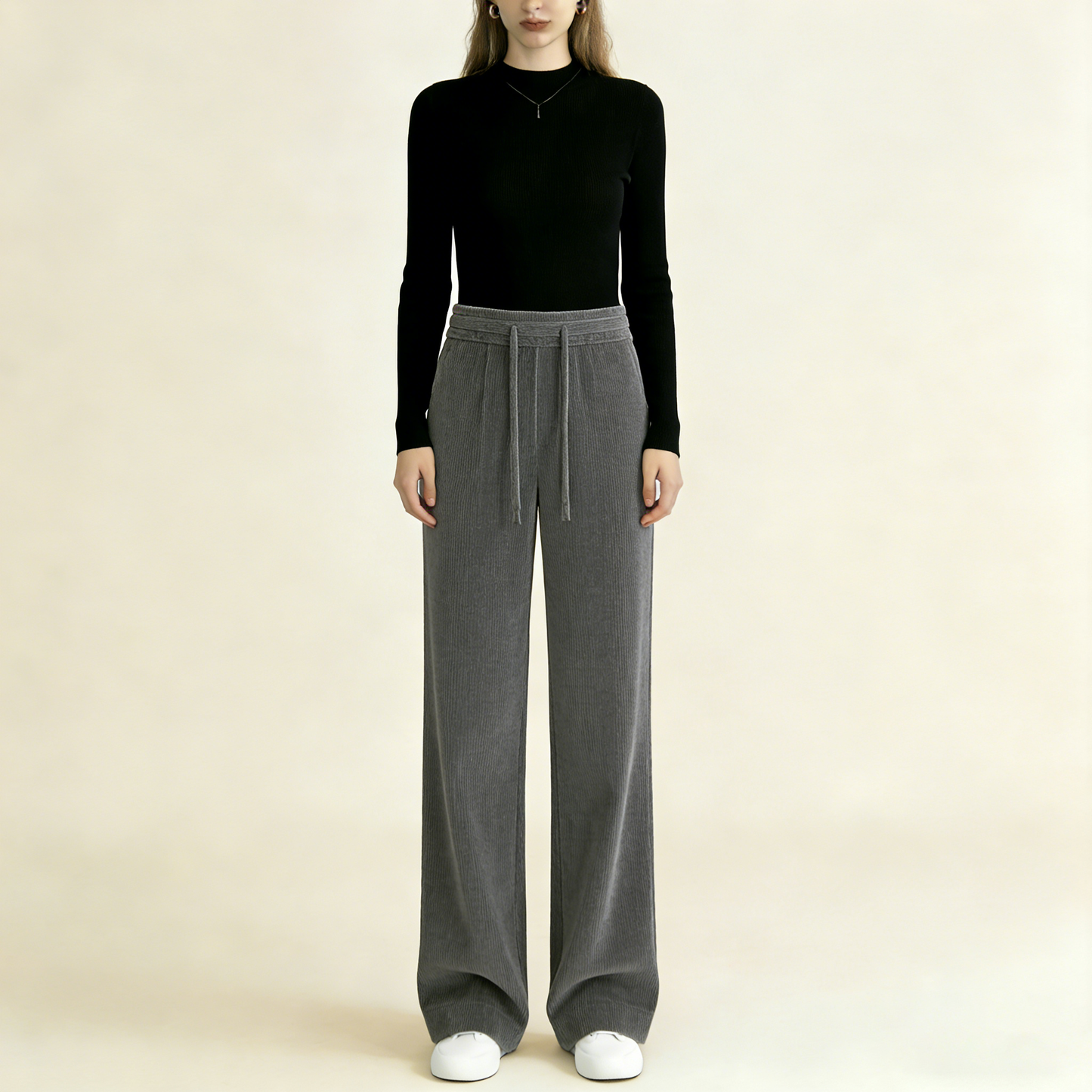 Νέα γυναικεία ελαστικά παντελόνια με φαρδιά μπατζάκια