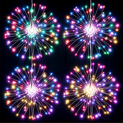 ✨Set 4 în 1 Artificii Solare Suspendate, Ghirlandă Luminoasă cu 240 LED-uri, Panou Solar Mare și Telecomandă, Impermeabil pentru Camping și Grădină