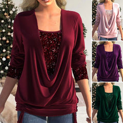 🥰❄️【S-5XL】Cămașă nouă de damă, cu mâneci lungi și paiete