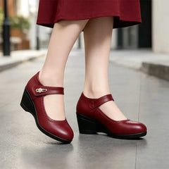 👠【Piele naturală de înaltă calitate】Pantofi eleganți cu platformă tip pană