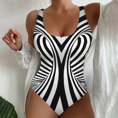 🔥【40-120kg】👙 Costume de baie moderne și confortabile, cu uscare rapidă – design unic în dungi