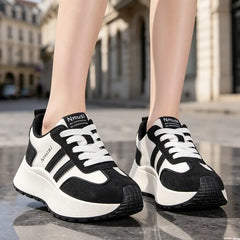 👟 Pantofi casual moderni cu talpă groasă și design în culori contrastante｜efect de înălțare și subțiere + respirabili și confortabili