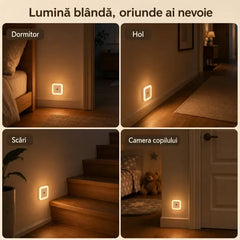【4 buc】Lampă de Veghe LED Pătrată cu Senzor de Lumină Automat – Mini Lampă de Priză cu Lumină Caldă, Consum Redus pentru Dormitor, Hol și Camera Copilului