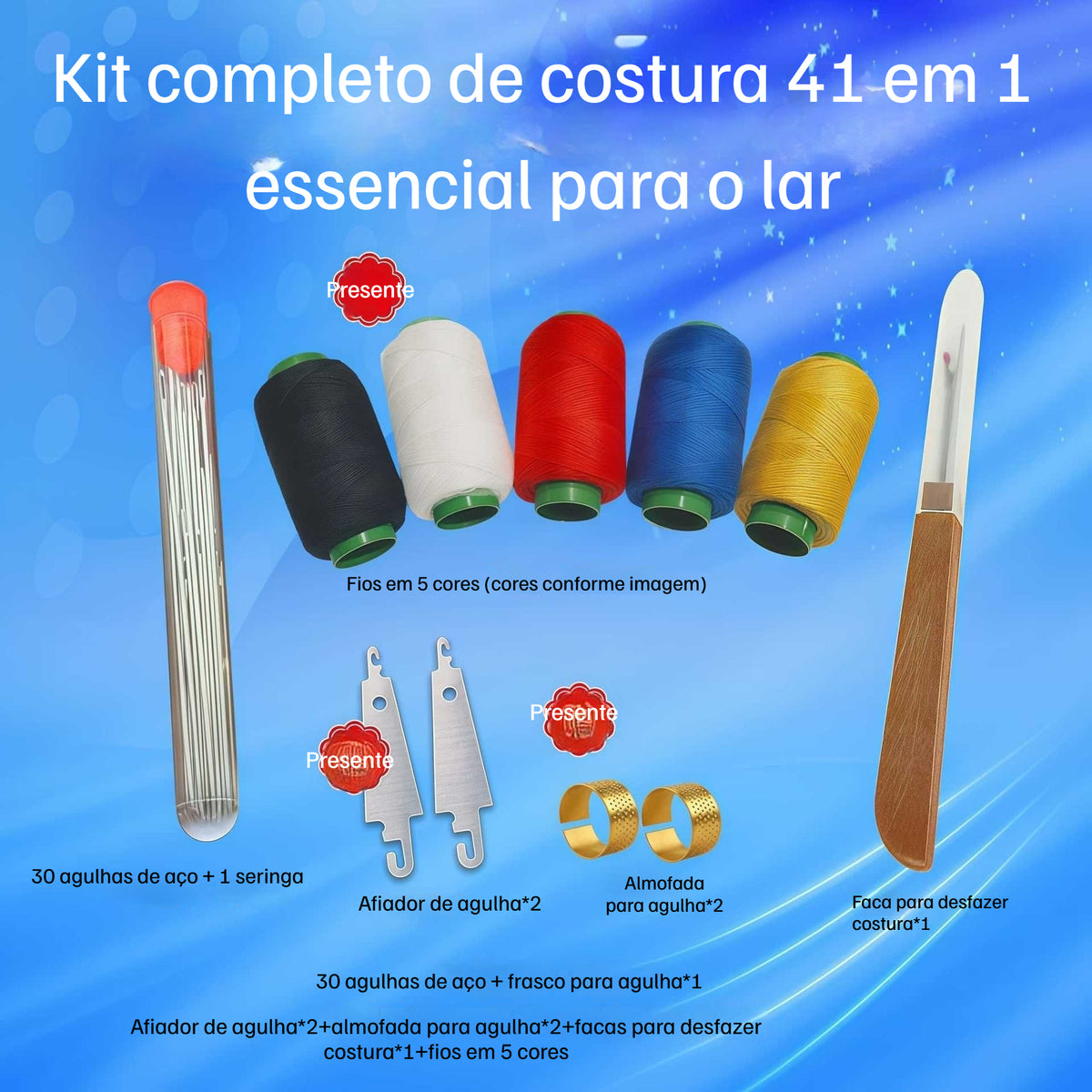🧵🧰 Kit completo de costura 41 em 1 — essencial para o lar✂️