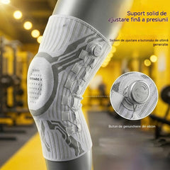 🦵🦵 Genunchiera sport compresivă cu silicon și stabilizatori cu arc pentru absorbția șocurilor, ideală pentru alergare și fitness în aer liber