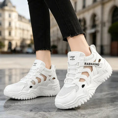 👟 Pantofi casual moderni cu talpă groasă și design decupat din plasă｜Respirabili, fără senzație de sufocare