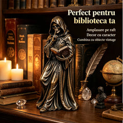 🧙‍♂️Statuetă Gotică din Rășină cu Moartea pentru Bibliotecă – Adaugă Mister și Eleganță Casei Tale!