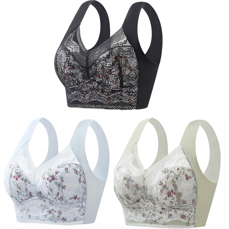 🔥【Pachet 3】💕🎁Sutien de mărime mare din mătase de gheață fără cusături, respirabil și reglabil [40kg-100kg]