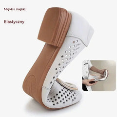 💝【Cel mai bine vândut】Pantofi eleganți din piele moale, cu toc mic și design perforat