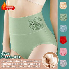 🩲【4 bucăți】【45-90kg】 💟 Lenjerie antibacteriană cu talie înaltă din bumbac pur, care nu lasă urme.