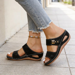 【Noutate Vară 2026】Papuci Saboți Elegante de Damă din Piele cu Platformă Cuneiformă, Talpă Antiderapantă, 5 Culori, Mărimi Mari 36-43! 👡✨