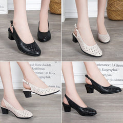 👡【35-41】2026 sandale noi din piele moale, cu toc gros, cu talpă moale