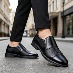 Pantofi Eleganți din Piele Naturală pentru Bărbați: Model Slip-On Fără Șireturi, Talpă Moale Anti-Oboseală, Amortizare Șocuri și Confort Premium