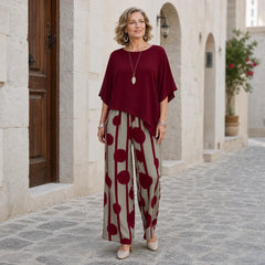 【Stil Haute Couture Toamna 2026】Bluză în stil european și american, cu guler rotund, mâneci tip liliac + pantaloni imprimați, cu talie înaltă și subțire (4 stiluri disponibile / S-XL) ✨