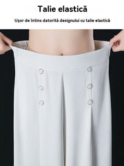 【M-5XL】Pantaloni eleganți, plisați, cu talie înaltă și croială largă, pentru femei