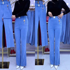 🏆👖【S-4XL】Blugi de damă cu talie înaltă și țesătură elastică