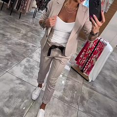 💥【Sosiri noi】✨Nou set de damă la modă din două piese｜Jachetă de costum și pantaloni largi｜Elegant, confortabil și subțire